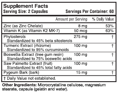 Prostate Support Formula Supplement Facts